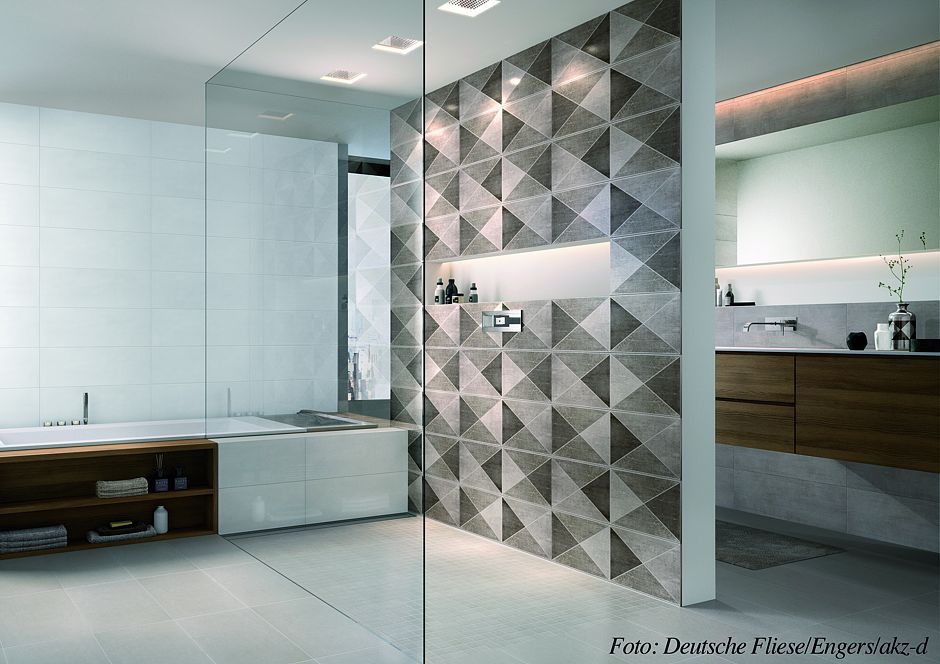 Ein bodengleicher, verfliester Duschbereich ist architektonisch ansprechend und sorgt für ein großzügiges Raumgefühl. Foto: Deutsche Fliese/Engers/akz-o