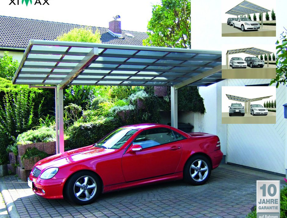 Der Design-Carport „Linea“ aus eloxiertem Aluminium besticht nicht nur durch seine klare Formensprache, sondern ist auch äußert robust und langlebig. Mit Erweiterungs-Modulen kann Platz für zwei Autos geschaffen werden.