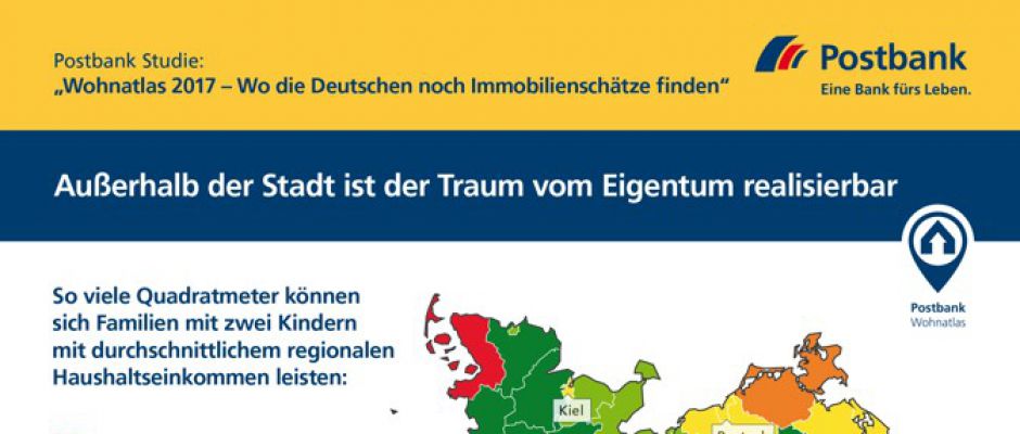 Postbank Studie Wohnatlas 2017 – Ausserhalb der Stadt ist der Traum vom Eigenheim realisierbar © Postbank Postbank Studie Wohnatlas 2017 – Ausserhalb der Stadt ist der Traum vom Eigenheim realisierbar © Postbank