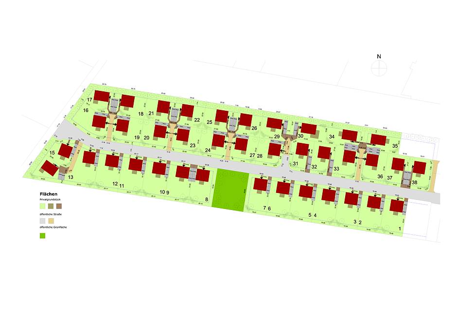 Im neuen Quartier „Zur alten Mühle“ errichtet HELMA 38 frei geplante Einfamilienhäuser auf Grundstücken zwischen 507 und 750 Quadratmetern. Grafik: HELMA Wohnungsbau GmbH