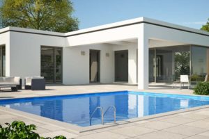 Flachdachbungalow mit Pool