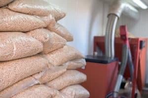 Gelagerte Holzpellets