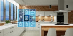 Moderne Küche mit Smart Home Technologie