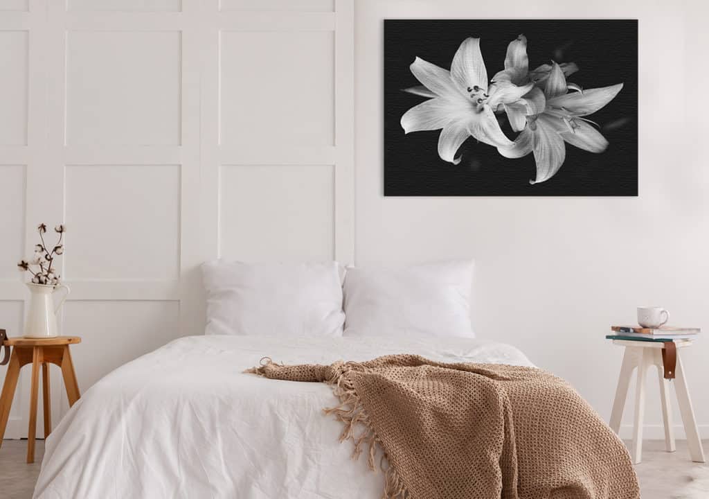 Schwarz-Weiß-Bild im Schlafzimmer