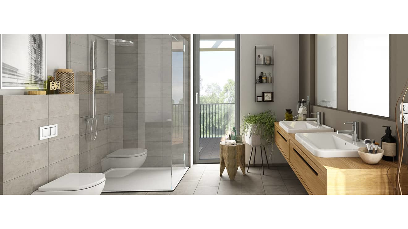 Dusche mit Duschwanne