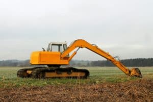 Bagger auf Baugrundstück