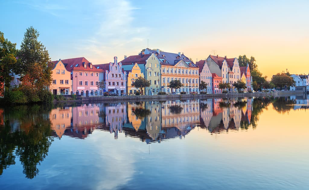 traditionelle bunte gotische Häuser in Landshut