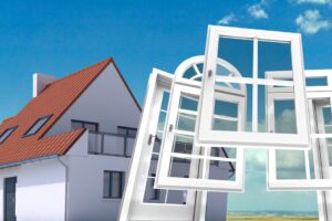 Haus mit energieeffizienten Fenstern