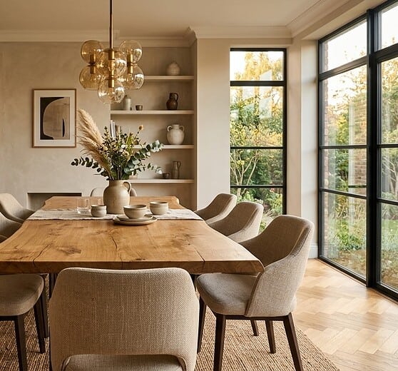 Esszimmer-Gestaltung mit Massivholzmöbeln