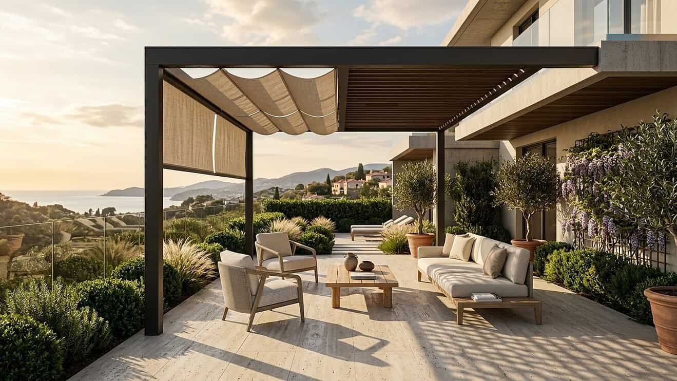 Zur optimale Gestaltung der Außenanlage gehört auch ein Schattenkonzept für die Terrassen