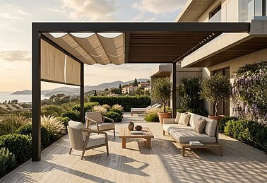 Zur optimale Gestaltung der Außenanlage gehört auch ein Schattenkonzept für die Terrassen