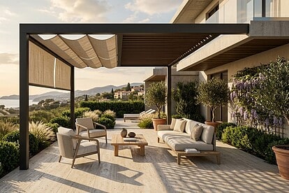 Zur optimale Gestaltung der Außenanlage gehört auch ein Schattenkonzept für die Terrassen