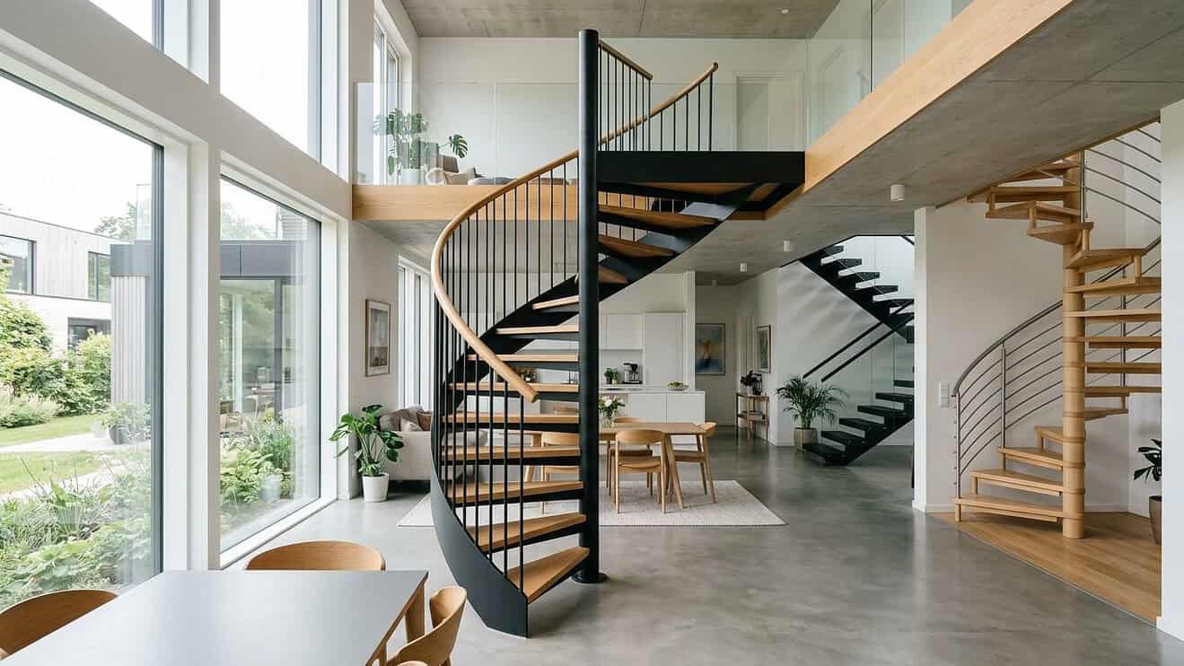 Wendeltreppe im Einfamilienhaus