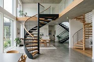 Wendeltreppe im Einfamilienhaus